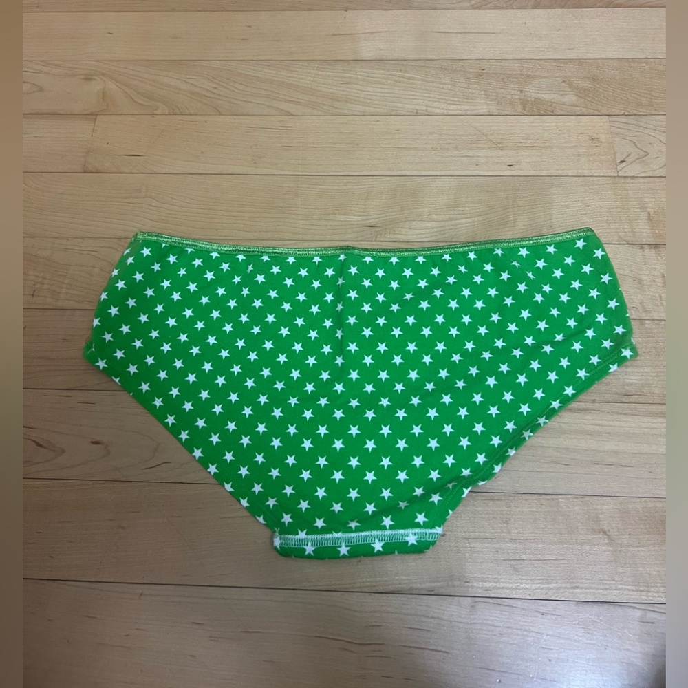 Y2K Vintage Victoria Secret PINK Panties Size Medium Green with White Stars - Picture 3 of 7